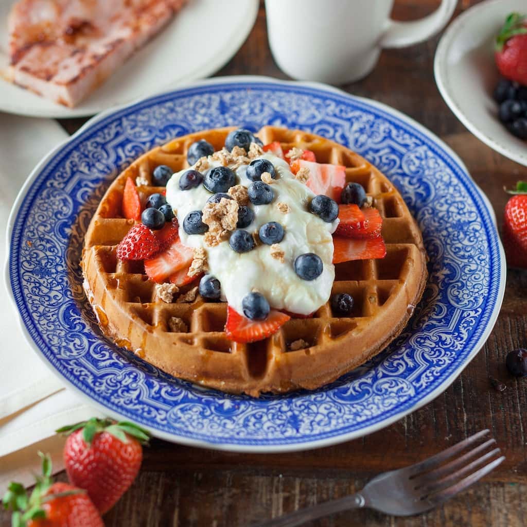 Peanut butter banana waffles
